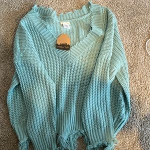 Wide v-neck/ off shoulder sweater